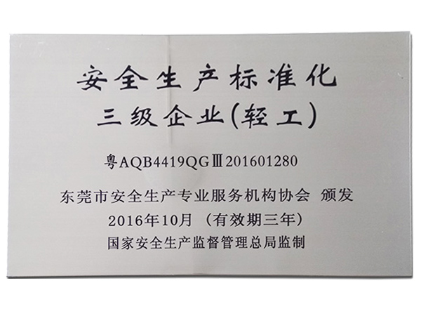 安全生產標準化三級企（qǐ）業